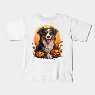 Halloween Australian Shepherd Dog #3 Kids T-Shirt